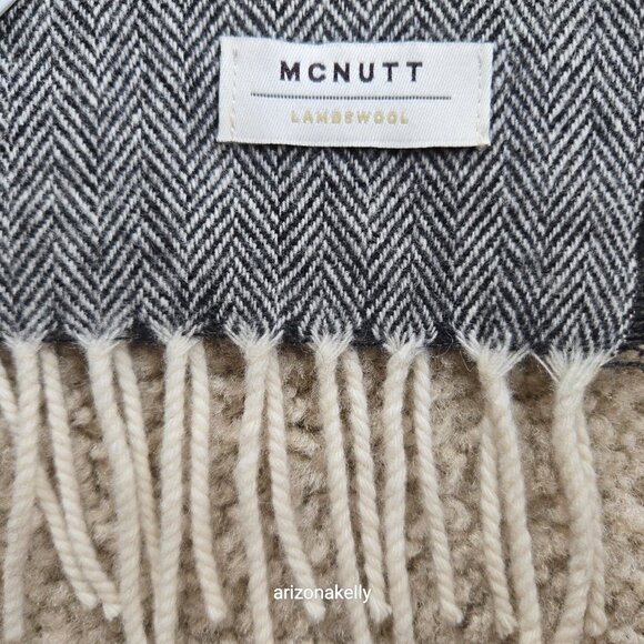 NWT McNutt Lambswool Herringbone Scarf Black + White Donegal Ireland - Picture 6 of 10